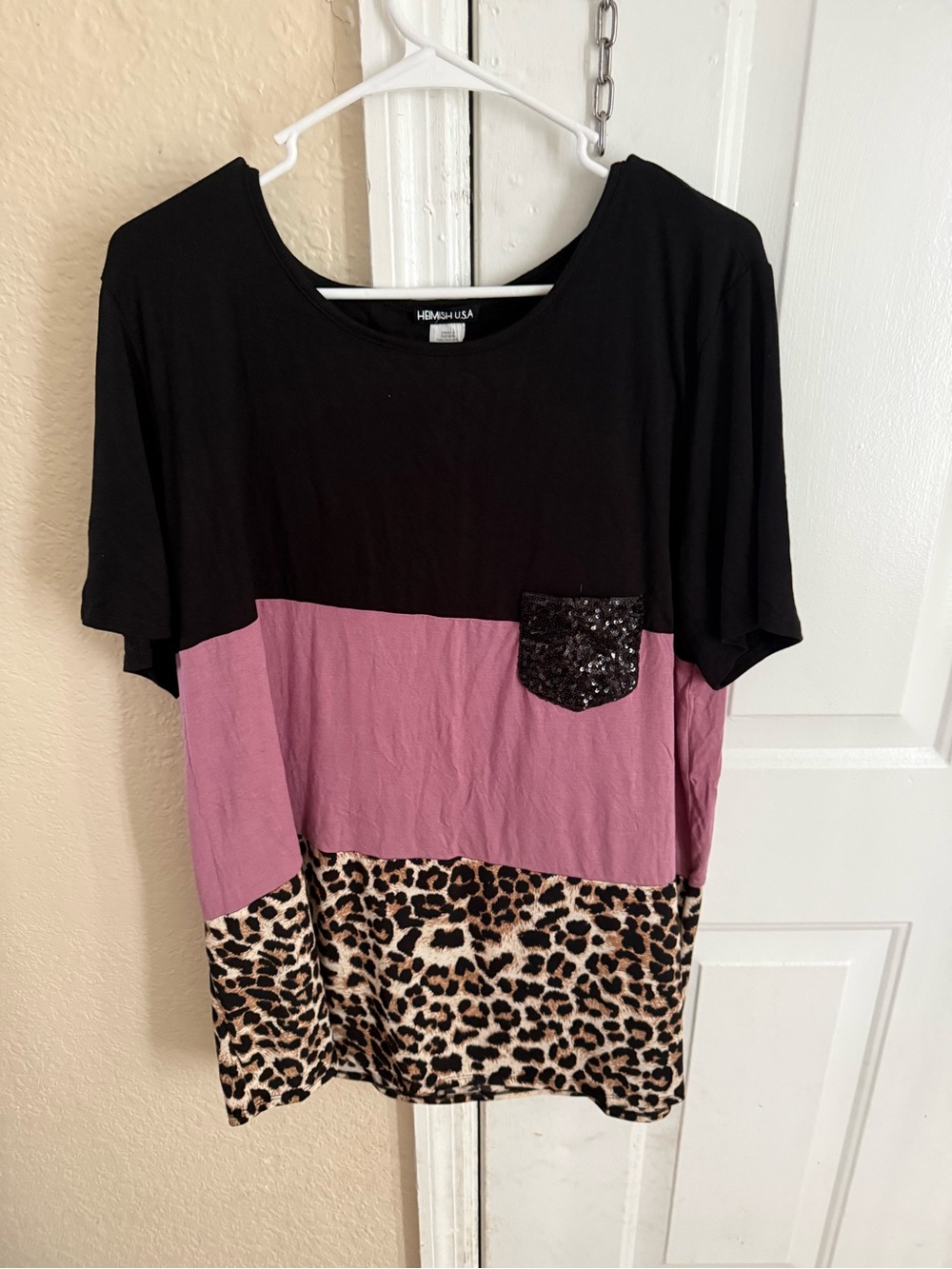 HEIMISH USA Black Tee with Tag Detail